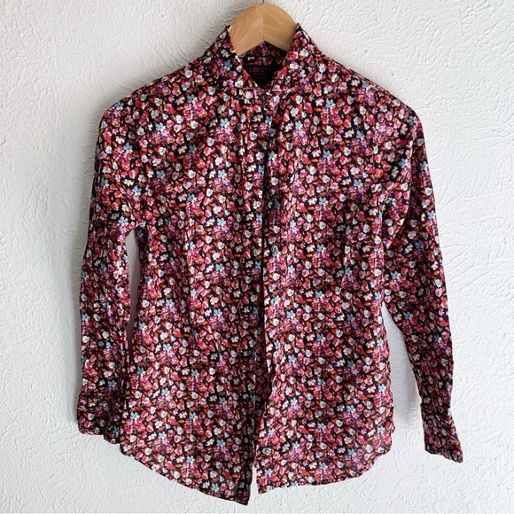 J. Crew Tops - J. Crew Liberty Art Fabric Button Down Ruffle Blouse Sz 00